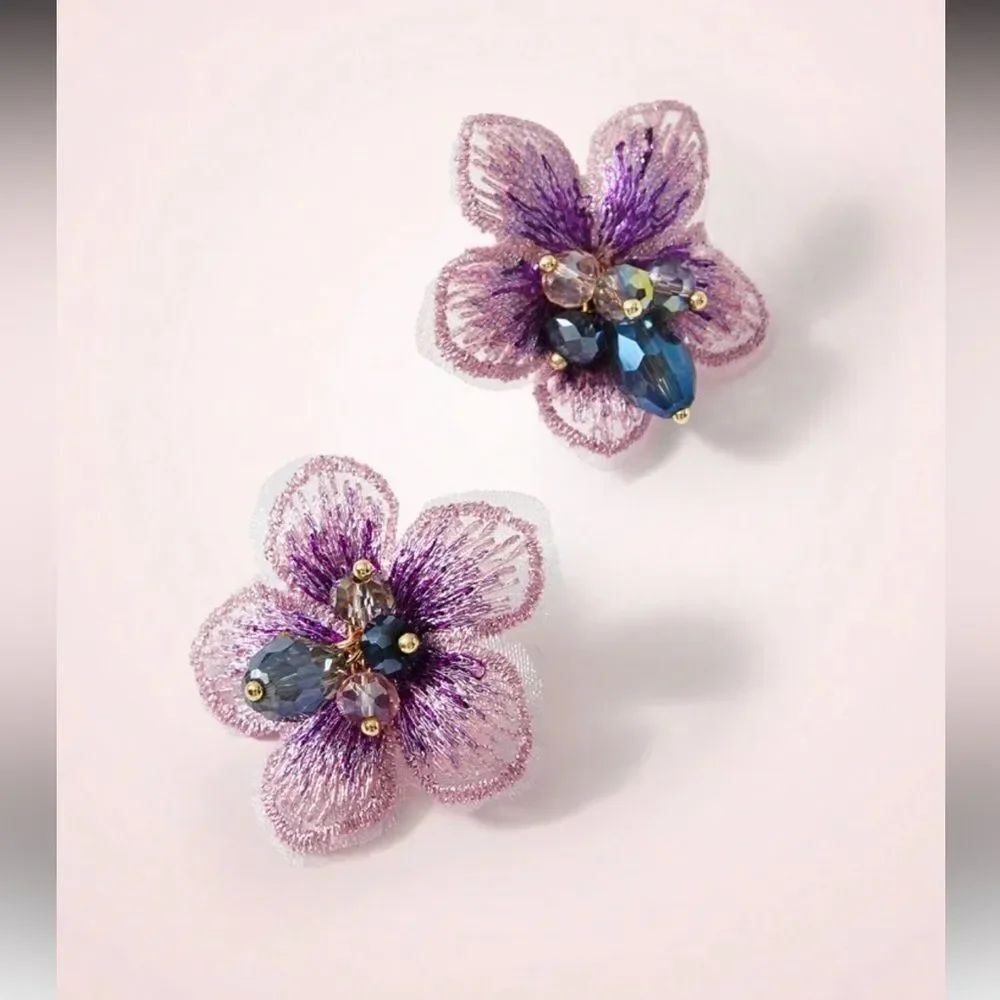 Purple flower Earrings S1304